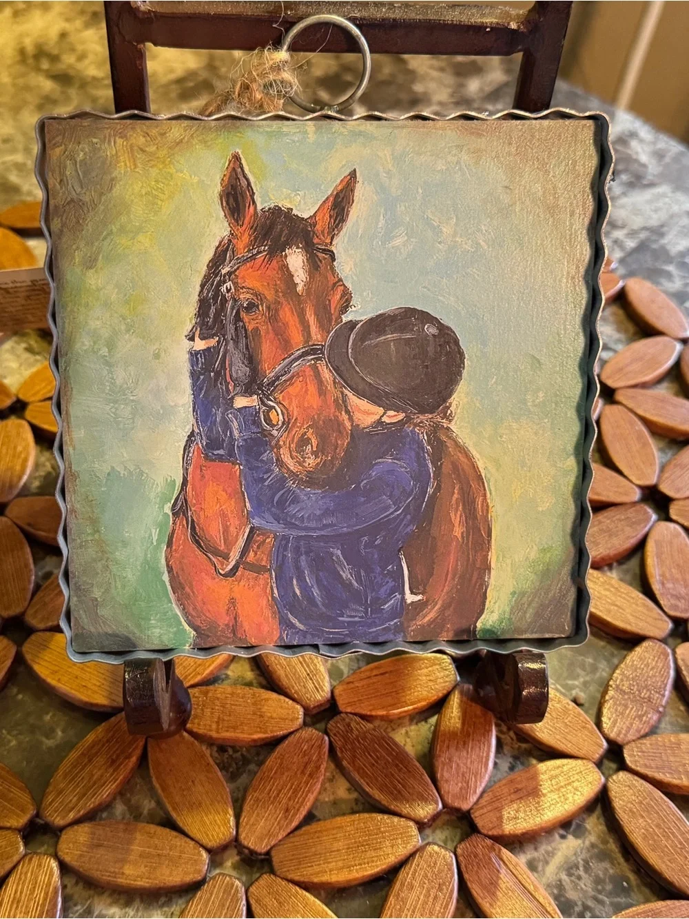 Mini Hamilton “Living The Dream” Horse & Rider Decorative Plaque